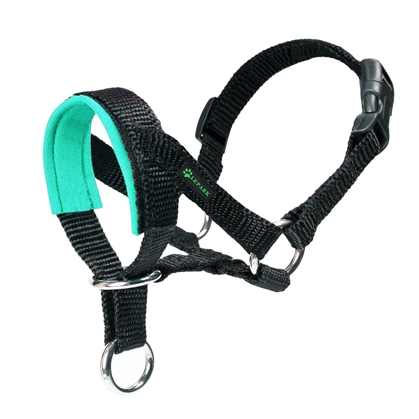 Dog Head Collar with Soft Fabric, Dog Head Harness to Stop Pulling, Adjustable Head Halter Collar for Dogs (M,Green)