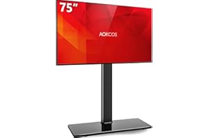 AOKCOS Swivel TV Floor Stand for 43-75 Inches TVs, 10 Level Height Adjustable Corner Extra Tall TV Stand Mount for Living Room/Bedroom, Holds up to 110 lbs,MAX VESA 600x400mm,Black