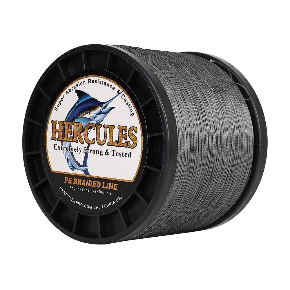 Hercules Super Cast 1000M 1094 Yards Braided Fishing Line 200 LB Test for Saltwater Freshwater PE Braid Fish Lines Superline 8 Strands - Grey, 200LB (90.7KG), 0.75MM
