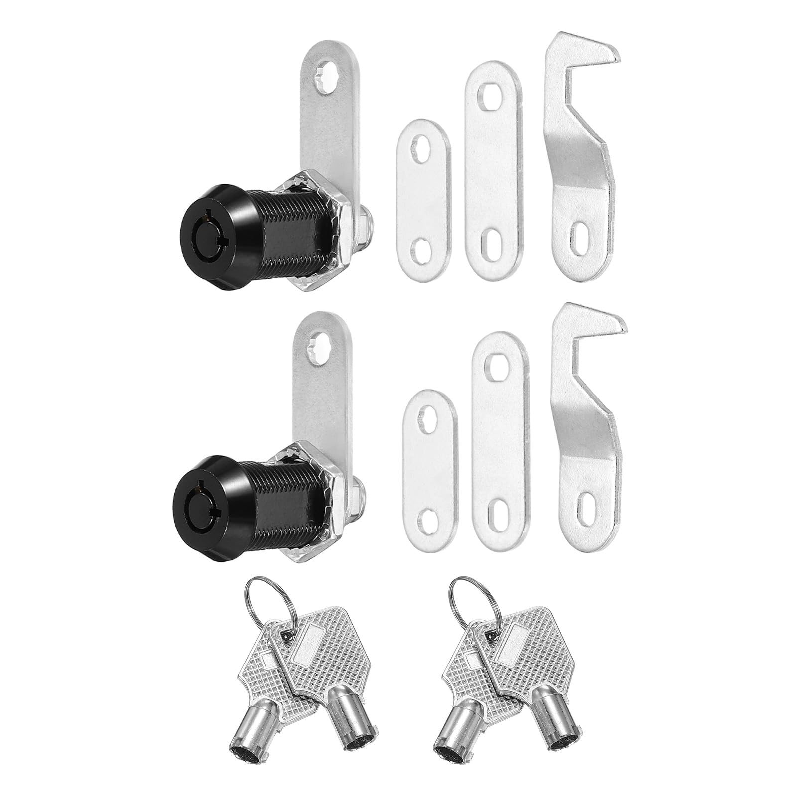 PATIKIL 1/8 Inch Black Cabinet Locks with Silver Keys, 2 Pack Zinc Alloy Cam Lock Cylinder RV Lock Set Keyed Alike for Cabinet RV Drawer Storage Door Tool Box