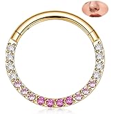 FUNLMO Septum Ring Daith Piercing Jewelry Gradient Cube Zircon Tragus Helix Conch Rook Piercing Jewelry Cartilage Earring 316L Surgical Steel Nose Ring