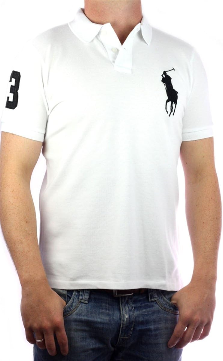 Ralph Lauren Polo Big Pony Mens Polo-Shirt white, slim fit, men tee: Amazon.co.uk: Clothing