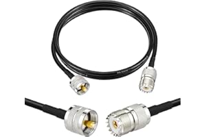 Superbat PL259 to SO239 Coax Cable - 3ft PL-259 UHF Male to Female RG58 Jumper for CB Radio, Antenna Analyzer, Scanners, Netw