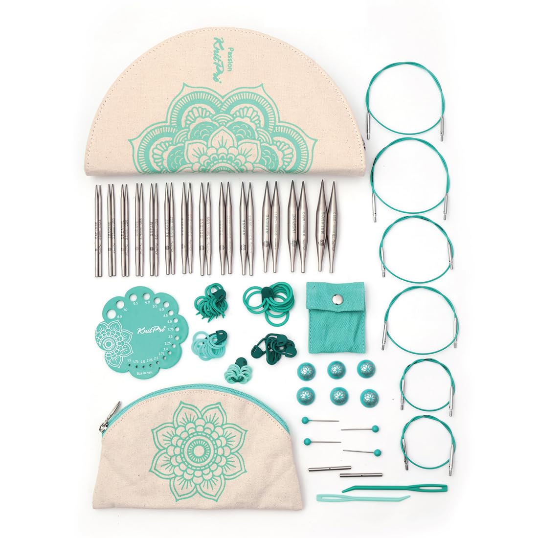 KnitPro The Mindful Collection Passion Interchangeable Needle Set 4" (10cm) | 13 Sizes (3mm to 10mm)