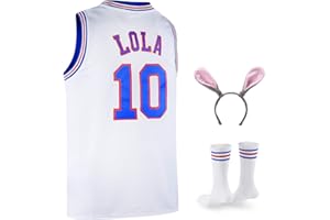 OKNOWN Youth Basketball Jerseys #10 Lola Space Jerseys for 8-18Y Kids with Head Hoop & Socks