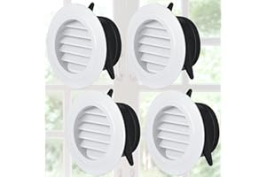 VIHOSE 4 Pcs Soffit Vents 4 Inch Soffit ABS Exterior Round Exhaust Vent with Built in Fly Screen Mesh for Home Bathroom Office Kitchen, White