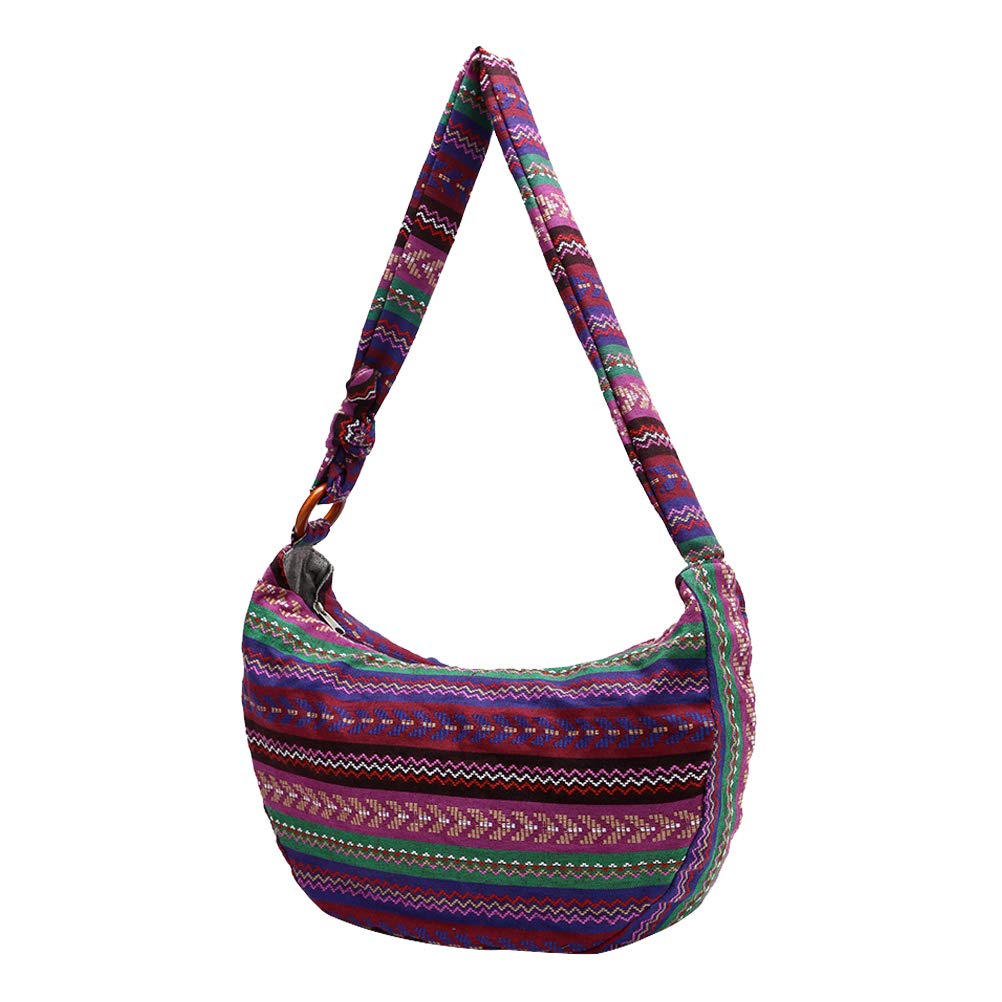 TENDYCOCO Hippie Bag Canvas Floral Shoulder Bag Hobo Soulder Purse Large Crossbody Bag for Women Ladies