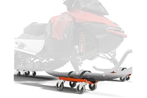 CHIEVBIT Snowmobile Dolly Sets Heavy Duty V-Slide with 2.5” PP/TPR Swivel Casters and Rubber Pad Protecting Skis 1500 lbs Capacity(Orange)