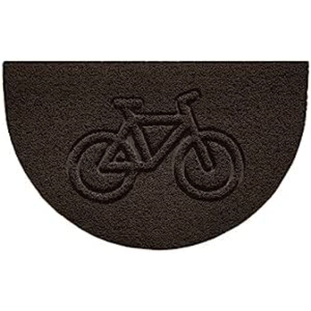 Nicoman Embossed Halfmoon Half Circle Door Mat Dirt-Trapper Jet-Washable Doormat 70x44cm (Brown, BIKE Shape) - Use Indoor or Sheltered Outdoor