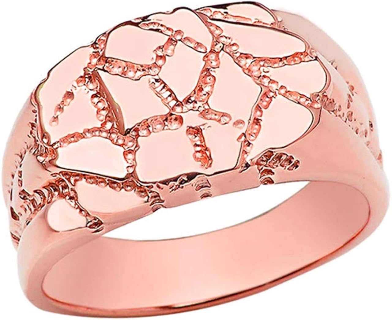 Certified Men's 10k Rose Gold Designer's Nugget Band Ring (Size 11.25