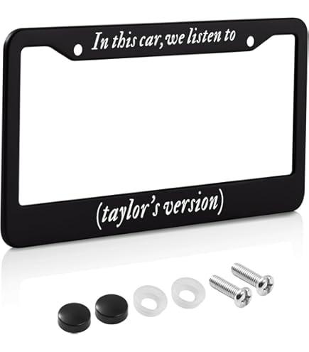 Pop Singer Car Accessories Bundle - Music Theme License Plate Frames & Steering Wheel Cover