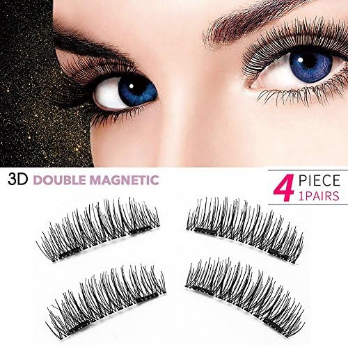 3D Reusable Magnetic Fales Eyelashes - 0.2mm Ultra-thin Dual Magnet Fake Eyelashes No Glue False Eye Lashes Extension for Natural Look, Charming Eyelashes In Seconds 1 pair (4 piece) (15mm)