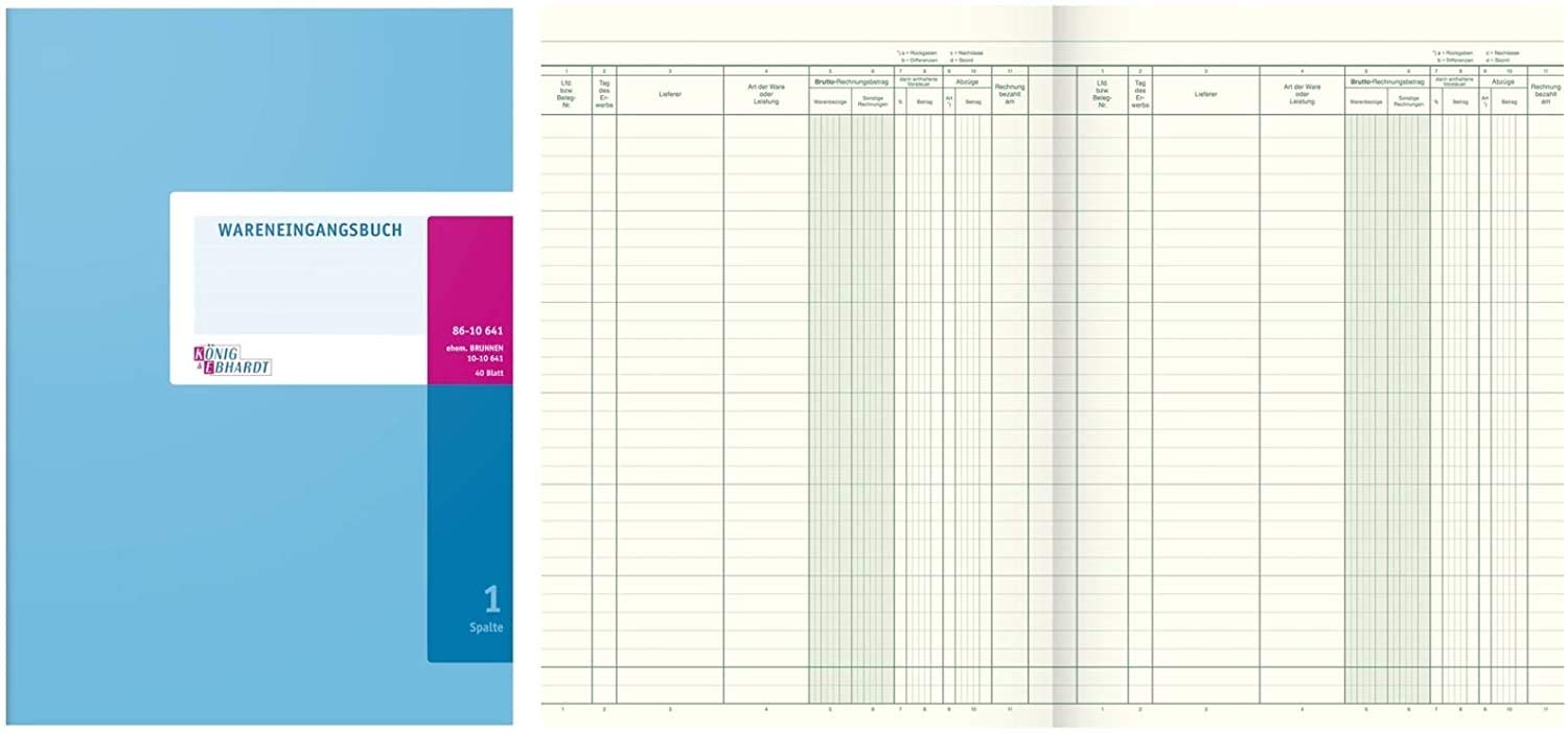 König & Ebhardt 8610641/goods Entrance Account Book (A4 80g/m²; 40 Sheets Wire Binding)