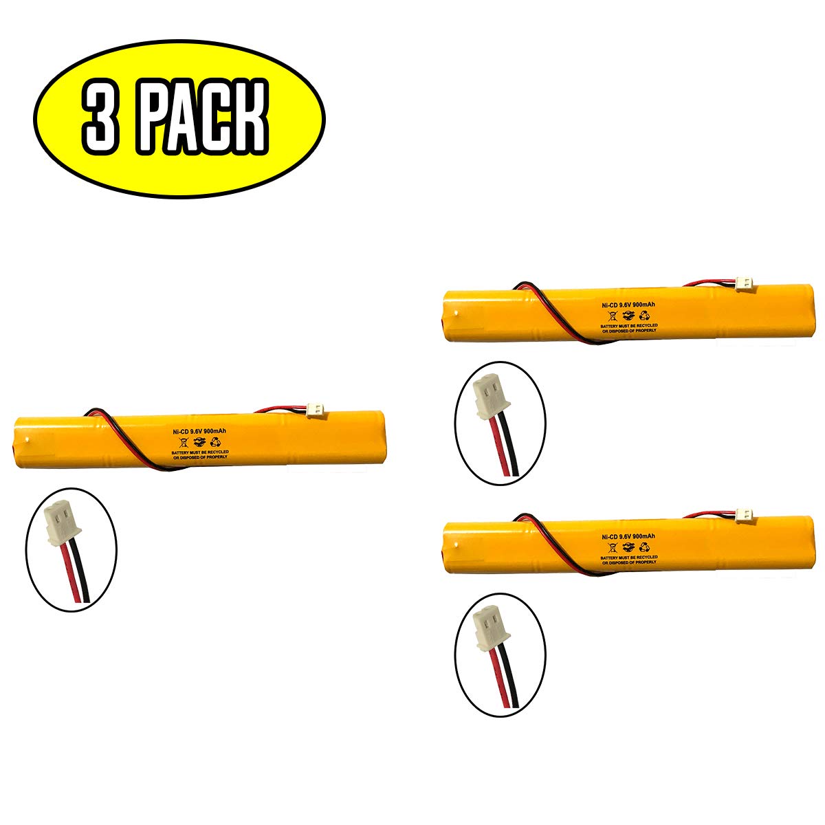 (3 Pack) Exit Sign Emergency Light NiCad Battery Replacement ELBB003 Lithonia ELB-B003 Unitech BAT9.