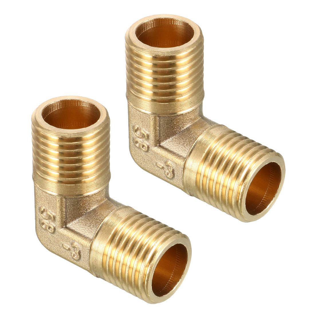 sourcing map Brass Elbow Pipe Fitting 90 Degree G1/4 Male x G1/4 Male Connector 2pcs