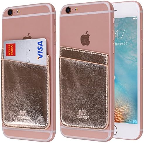Stick on Wallet Lite Faux Leather Ultra-slim 3M Adhesive Card Holder Case (Rose Gold)