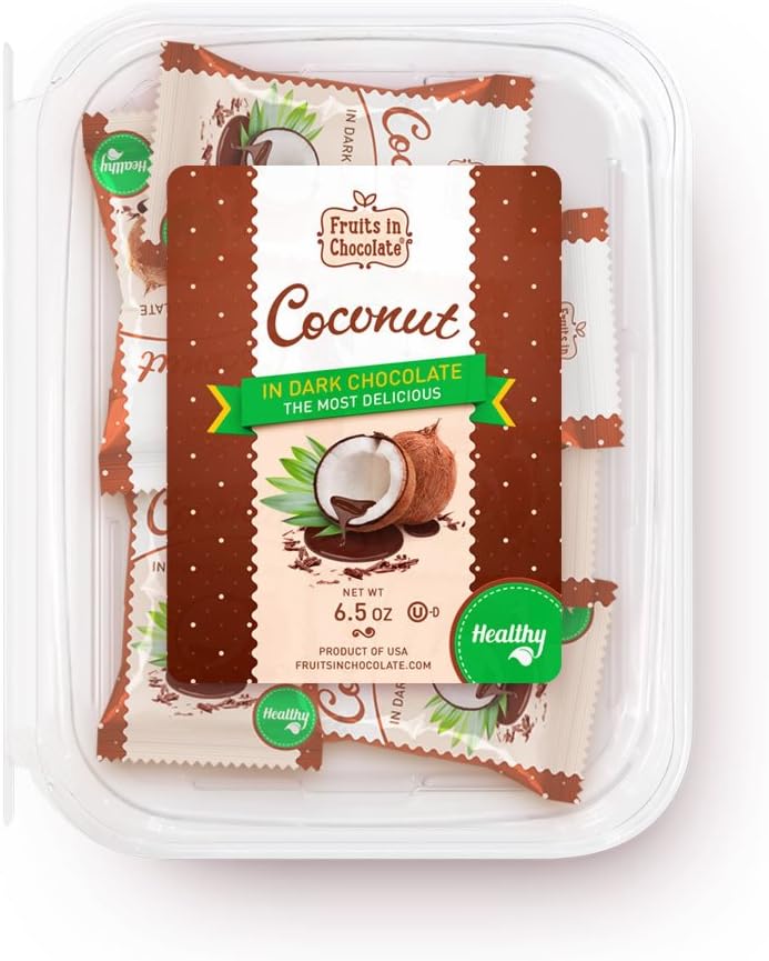 Dark Chocolate Covered Coconut, 6.5 Oz Container