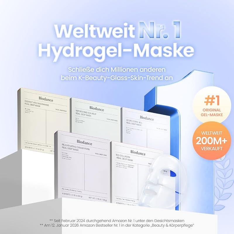 Hydro Cera-nol Real Deep Maske, Overnight Hydrogel Maske, beruhigend, feuchtigkeitsspendend, nahrhaft, 34g x 4 St.
