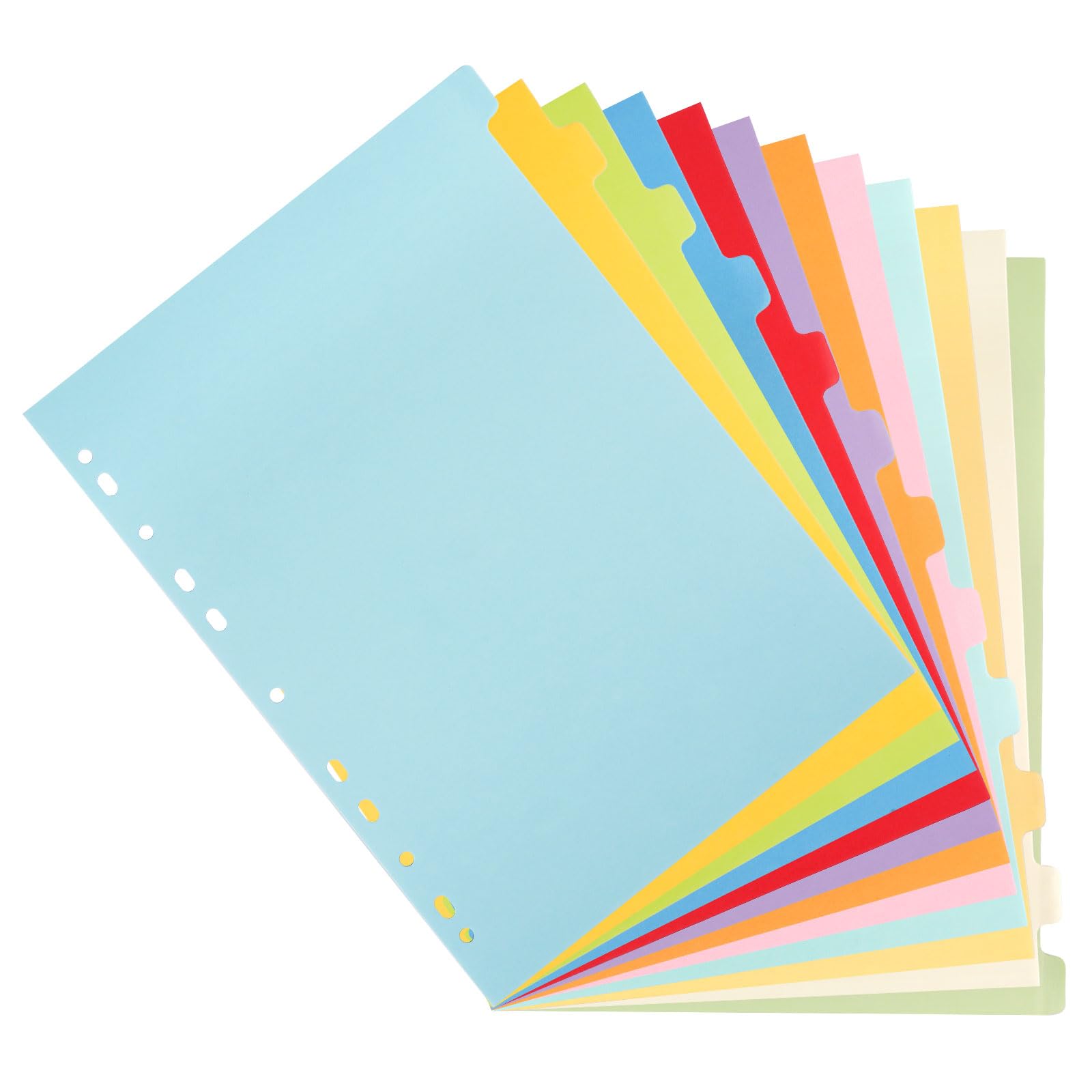 5 Pack Folder Dividers A4, 12 Part Paper File Dividers with Index and Color Tabs, Pre-Punched Binder Dividers for Lever Arch Files, Paper Dividers A4 in Assorted Colors for Effortless Organization