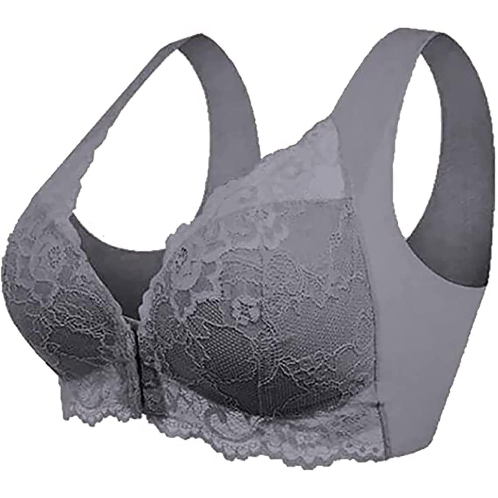 Front Closure Beauty Back Comfy Bra,5D Shaping Push Up Seamless No Trace Beauty Back Sports Comfy Bra,Womens Casual Comfort Lace bra (Gray,XL)