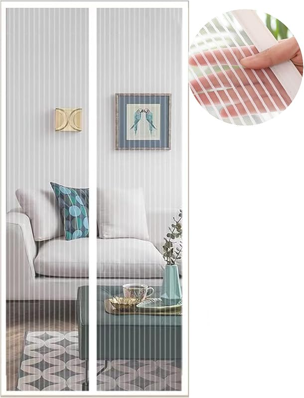 Magnétique Moustiquaire pour Porte, 160x220 cm Rideau de Porte Antimoustique, Blanc Moustiquaire Mailles ultra fines pour Couloirs, Portes, Patio, Fermeture Automatique