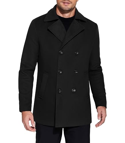 ジャケット・アウター 24aw Super160'sWOOLDOUBLECLOTH PEA COAT Mens Peacoat Winter Wool Jacket – Double Breasted Wool Coat Navy