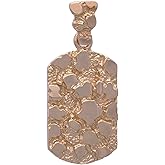 14k Yellow White or Rose Gold Dog Tag Nugget Charm Pendant