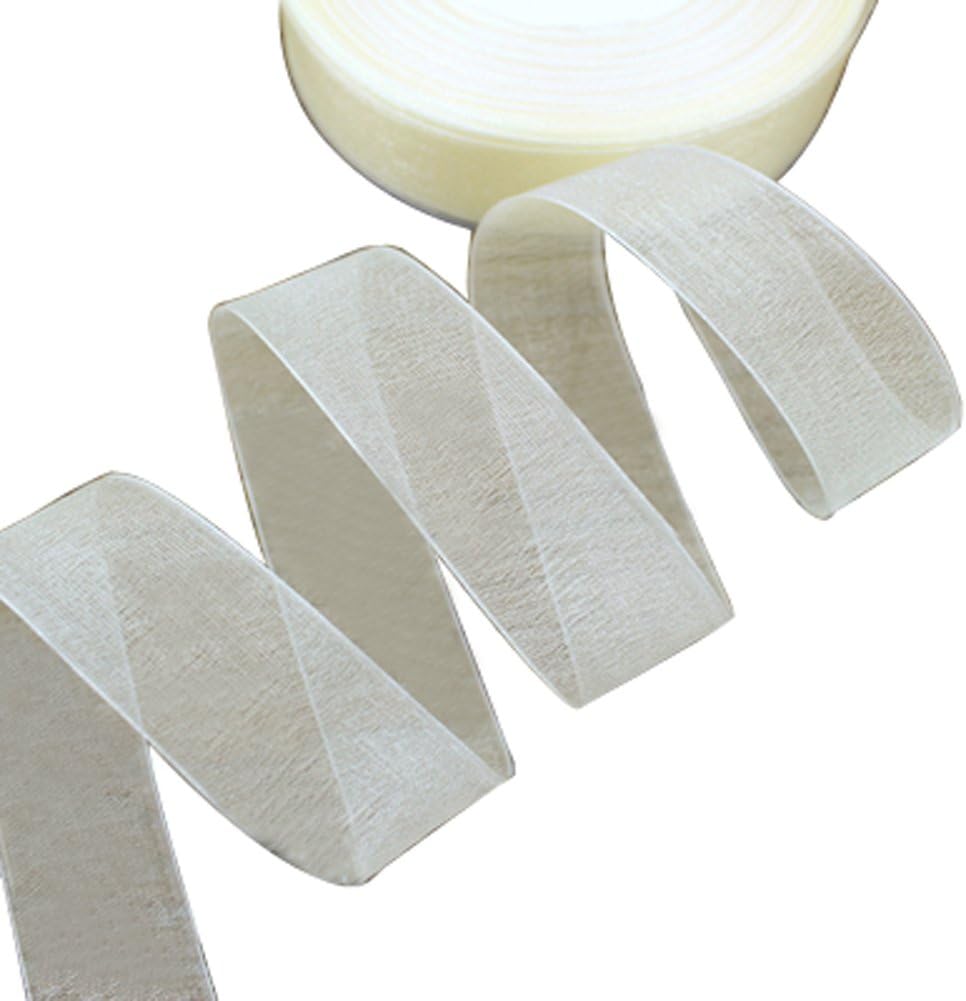 XUKE 50 Yard,1"Inch,24 Colors Transparent Organza Ribbon JUA287Y Beige