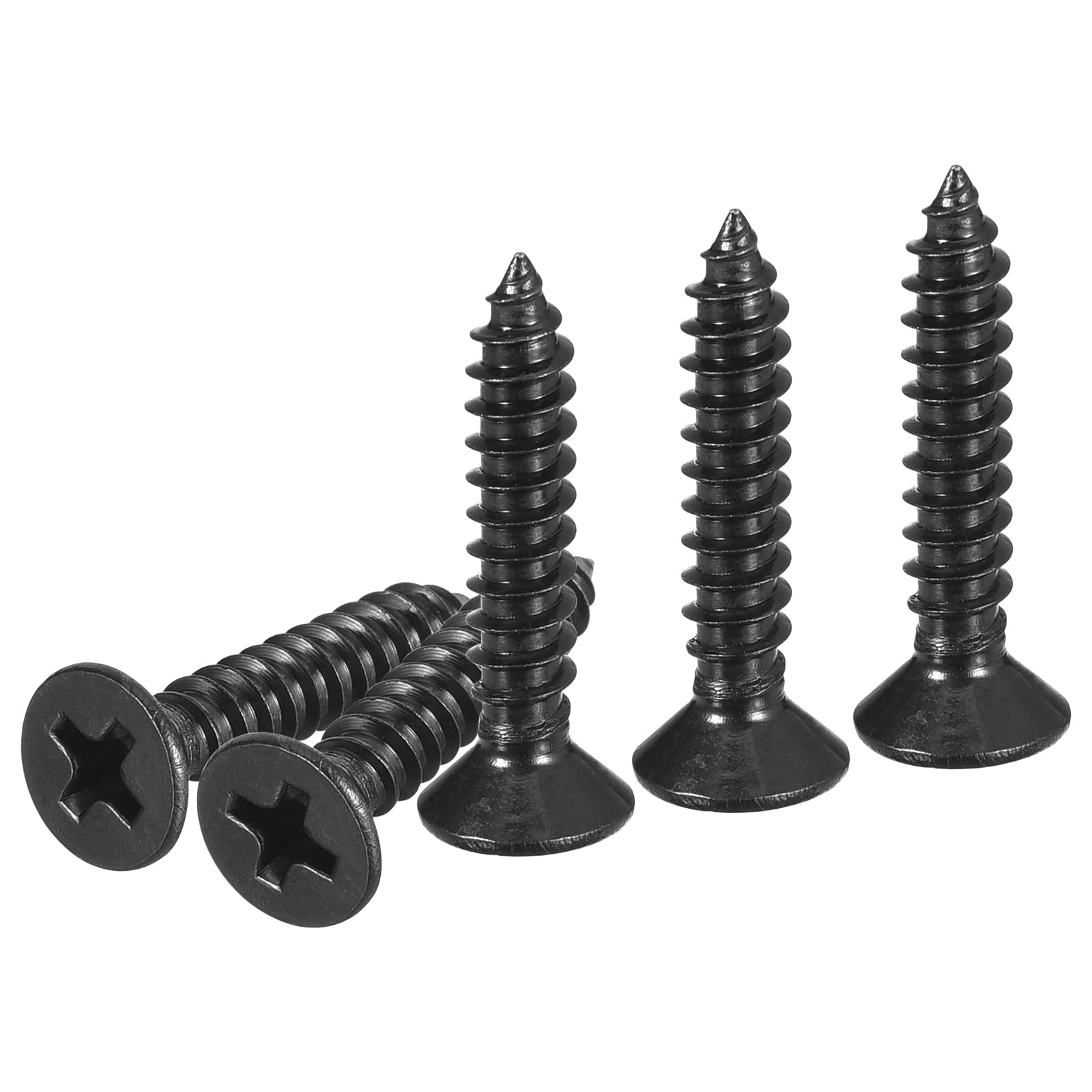 DTGN 100Pcs #8x7/8" Flat Head Wood Screws, 304 Stainless Steel Phillips Self Tapping Screws - Good for Woodworking, Furniture - Black