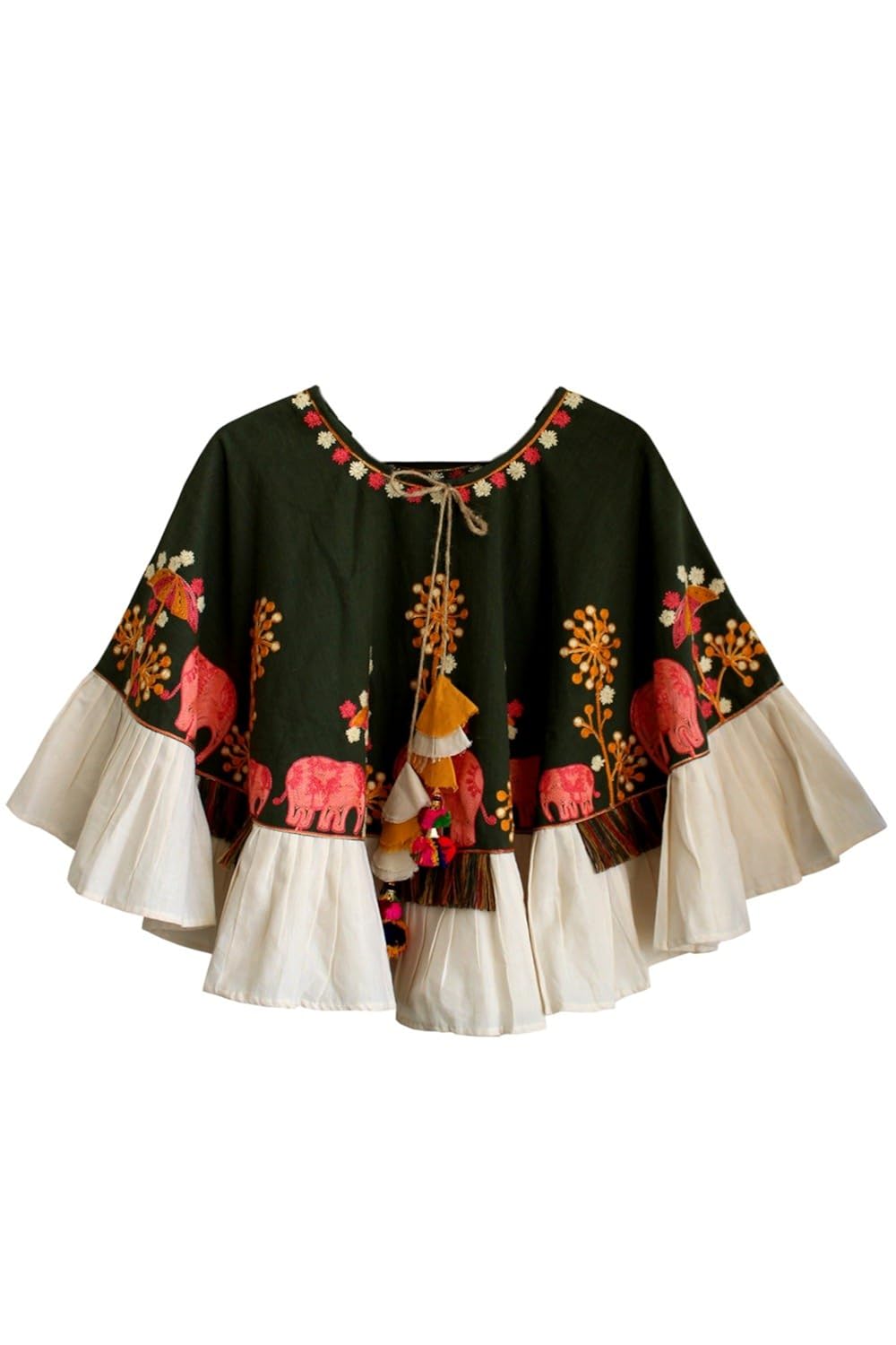 surkhi women's khadi embroidered poncho,ok10_multicoloured_freesize