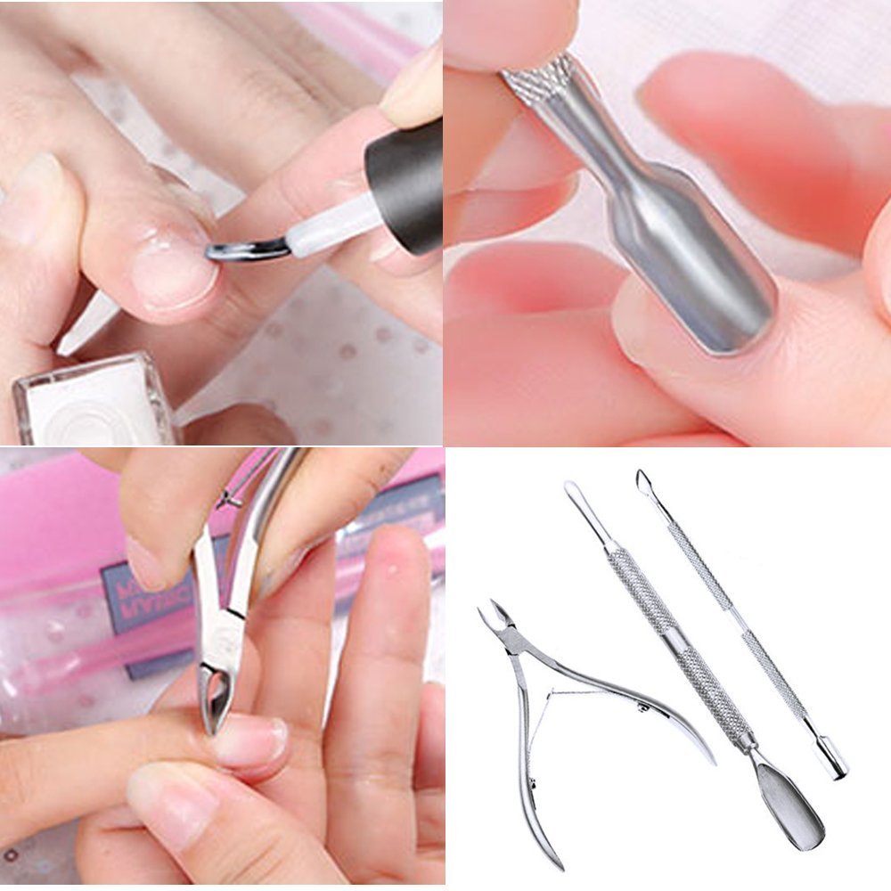 Nail Cuticle Spoon Pusher Remover Nail Cut Tool Pedicure Manicure Set. Pocket Nail Cuticle Nipper Pack Contains Nail Trimmer, Pack of 3 : Beauty