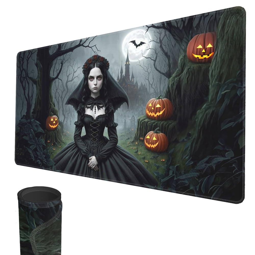 MTG Playmat, 24" x 14" TCG Playmats Stitched Edges Smooth Rubber Surface Battle Board Game Mouse Pad for Halloween (Ghost Bride) โ image 1