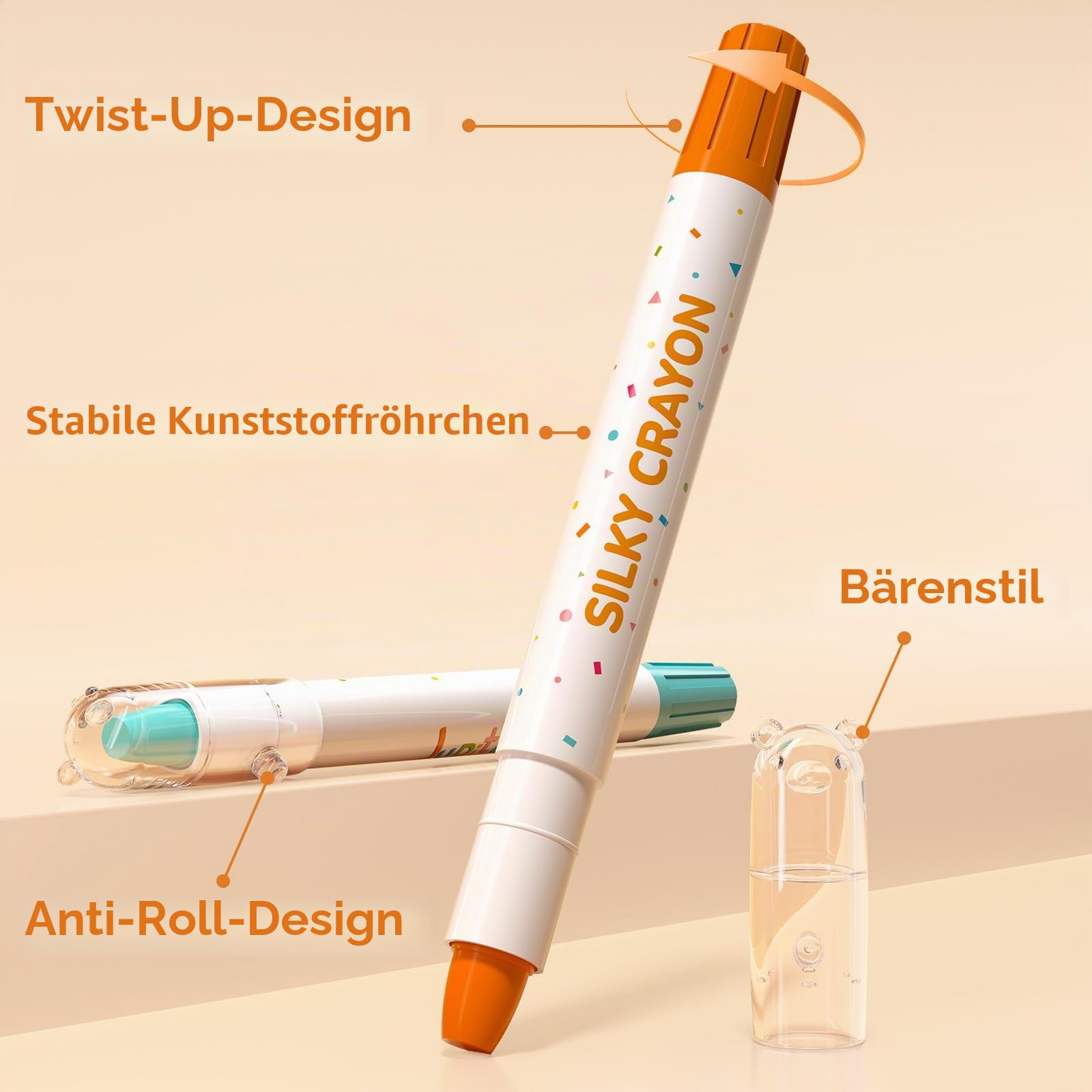 JUPITEARTH Wachsmalstifte für Kleinkinde 36 Farben Drehbare Abwaschbare Buntstifte Spielzeug ab 2 Jahre Ungiftige, Ultra-seidige Große Malstifte,Malgeschenk für Jungen und Mädchen 4