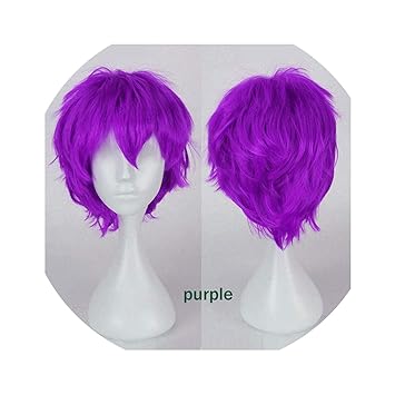 Amazon Com Black White Purple Red Short Hair Cosplay Wig 30 Cm