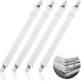 Fuyamp 4Pcs Adjustable Bed Sheet Straps, Max Length 152cm, White view 8