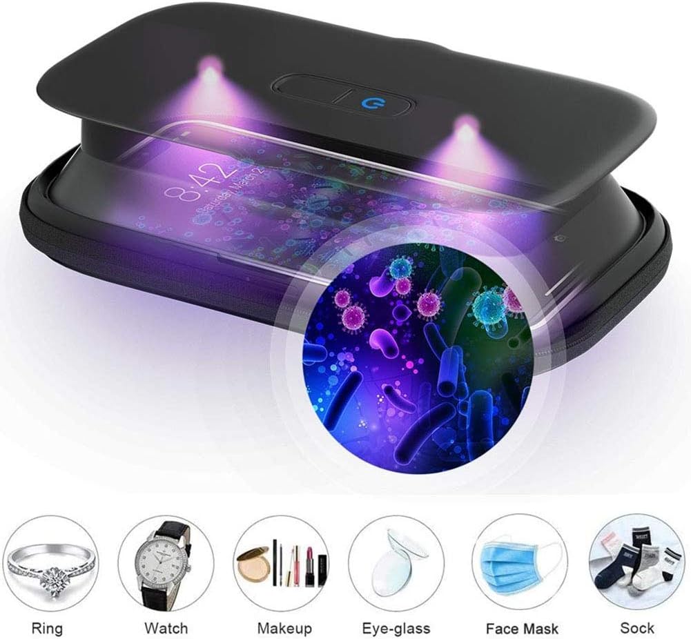 Phone sanitizer, UV sanitizer phone cleaner Portable uv Phone Sterilizer Box Multipurpose glasses,Strap,wristband UV Disinfector