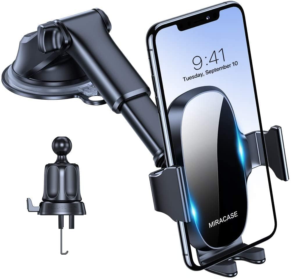 Miracase for MagSafe Car Mount, [Strong Suction + Nano Gel] Vacuum Magnetic Phone Holder for Car, [360° Rotatable & Foldable] Phone Holder for iPhone 17 Pro Max, Air, 16, 15, 14, 13, 12,Ash