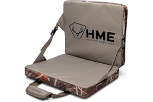 HME Durable Portable Compact Comfortable Weather-Resistant Versatile Hunting Folding Seat Foam Cushion with Adjustable Straps and Storage Pocket