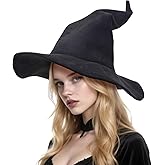 Vegove Suede Wizard Hat with Bendable Wire, Adult Witch Sorcerer Halloween Costume Accessories