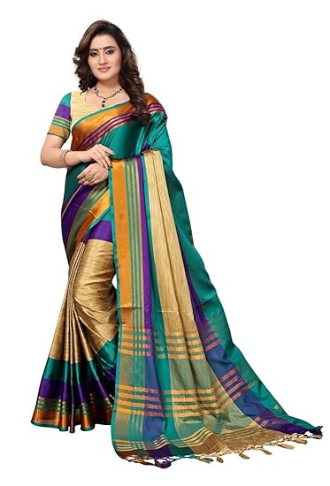 VAIVIDHYAM Womens printed Saree with Blouse Piece