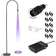 MYSWEETY UV Lash Light for Light Curing UV Eyelash Glue, 5W LED Eyelash Extensions Nail Tech Glue Lamp with Foot Pedal Control, Glue Cured in 2-3 Seconds, 10 Eye Patch+Goggles, Adjustable Spot Size