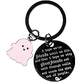 Nogeqi Best Friend Keychain, Cute Best Friend Christmas Gifts, Long Distance Friendship Gifts for Women Friends Classmates Birthday (Black, Pink)
