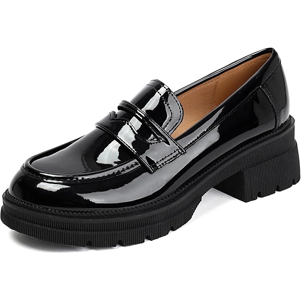 Amazon.com | MASIKA Black Platform Loafers for Women - Women's