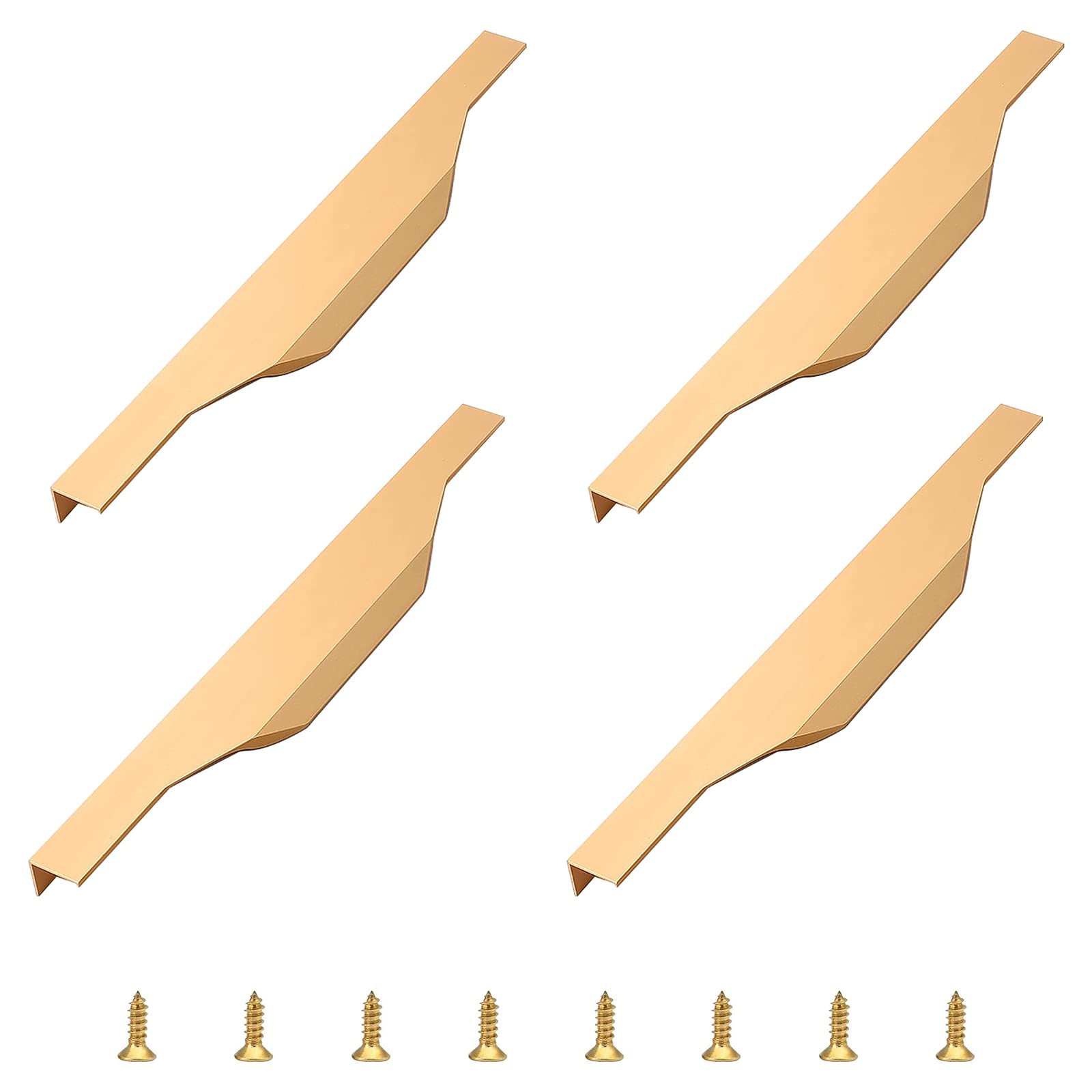 MOROBOR 300mm Aluminum Cabinet Handles, 4pcs Finger Edge Pull Concealed Cupboard Handle Invisible Furniture Strip Pull with Screws for Home Kitchen Furniture (Rose Gold)