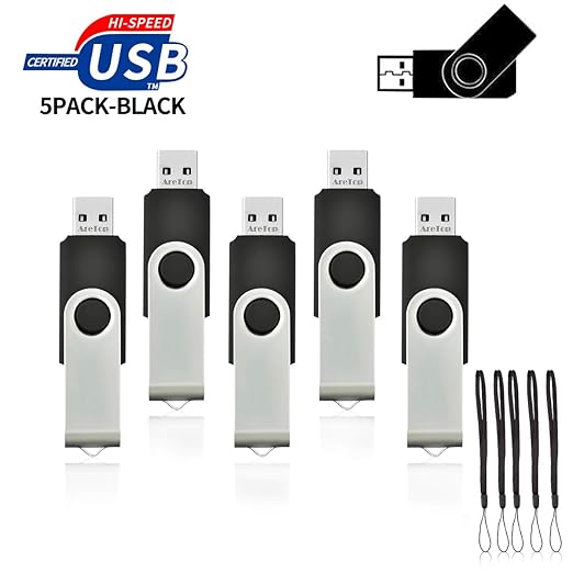 USB Stick 32GB,AreTop 5 stück USB 2.0 Memory Stick Flash Drive USB Stick (Schwarz)