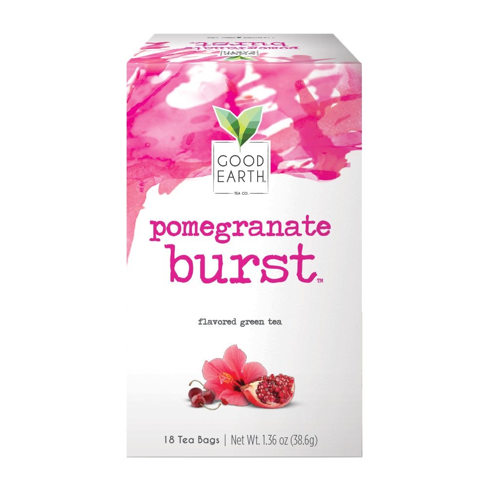 Good Earth Green Tea, Pomegranate Burst, 18 Count Tea Bags (Pack of 6) (Packaging May Vary)