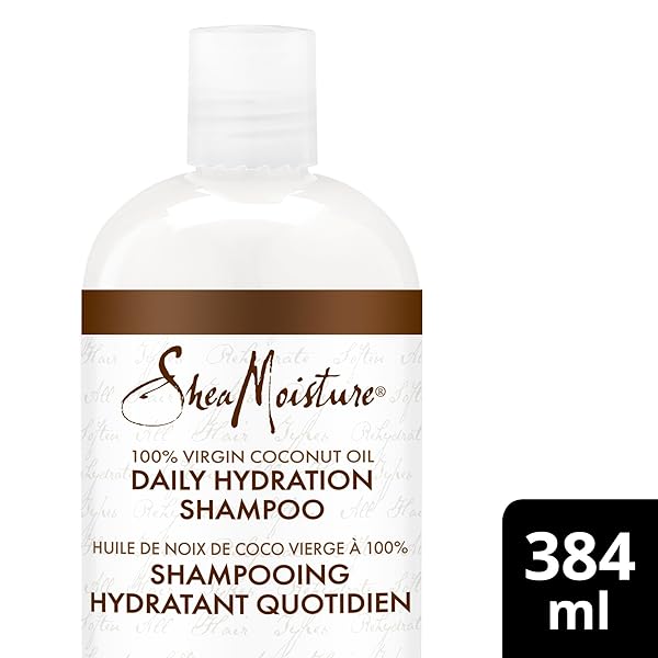 SHEA MOISTURE DAILY HYDRATION SHAMPOO HAIR CARE FOR ALL HAIR TYPES 100% VIRGIN COCONUT OIL WITH COCONUT OIL, COCONUT MILK, ACACIA SENEGAL 384 ML