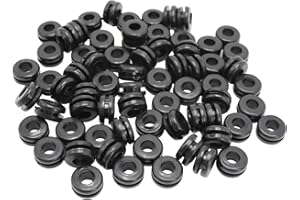 EASYEAH Rubber Grommets for Wiring 3/8 in Panel Hole, 1/4 in ID Firewall Grommet Automotive, Eyelet Ring Gasket Hole Grommets for Metal Electric Box, Wires Cables Hoses Protection, 70 Pcs, 6x10 mm