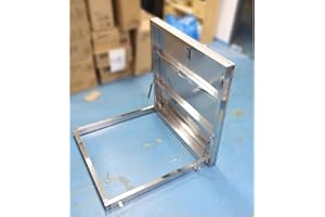 Rectangular Attic Hatch Cover 34" 32" 30" 28" 26" 24" 22" 20"，Silver 304 Stainless Steel Manhole Covers with Hasp Latch, Skyl
