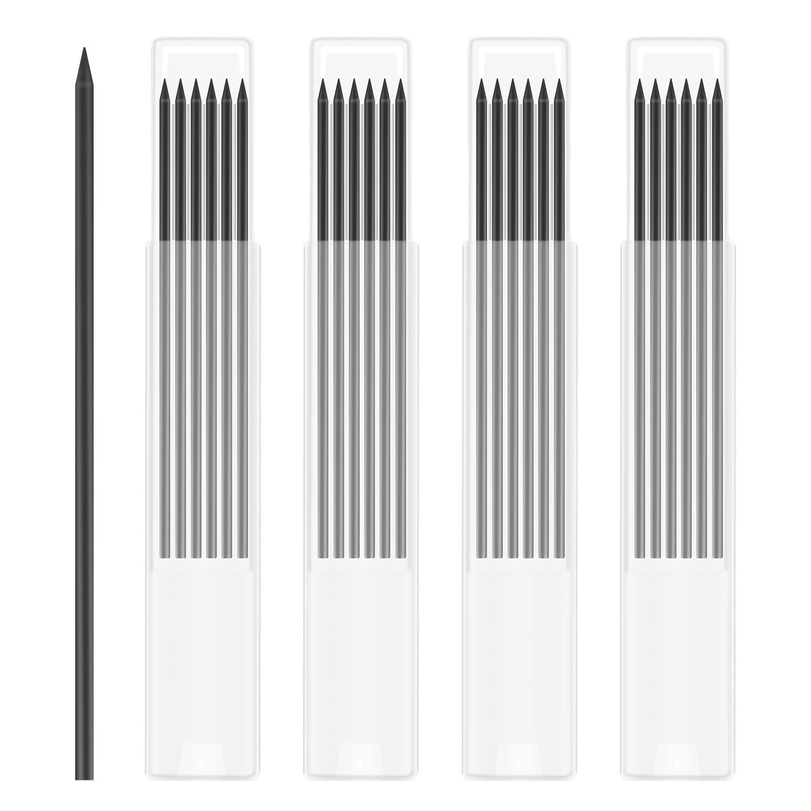KINBOM 24pcs 2.8mm Carpenter Pencil Refills, Solid Mechanical Construction Pencils for Drawing Woodworking (Black)